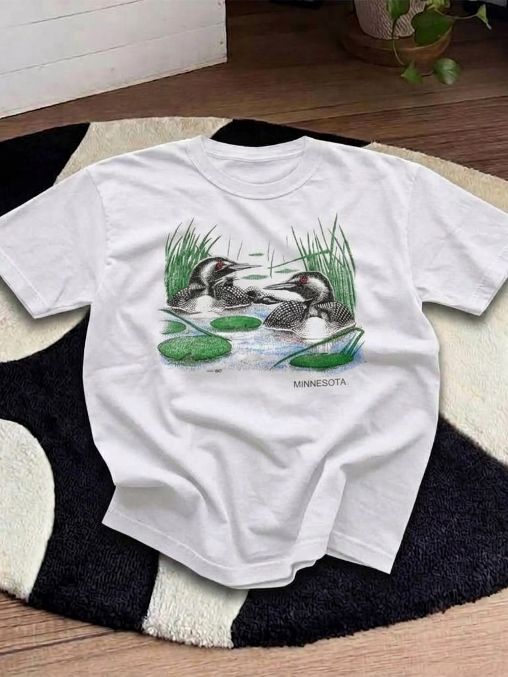 Minnesota Loon Shirt, Vintage Nature Graphic Tee - Unisex White